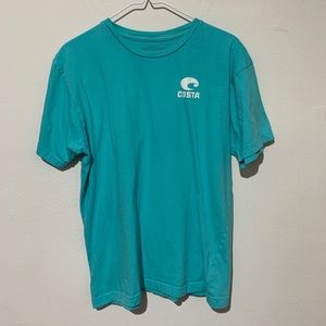 Costa Del Mar T-Shirt Teal Adult Large L Blue C Logo Mens Graphic Tee Fishing